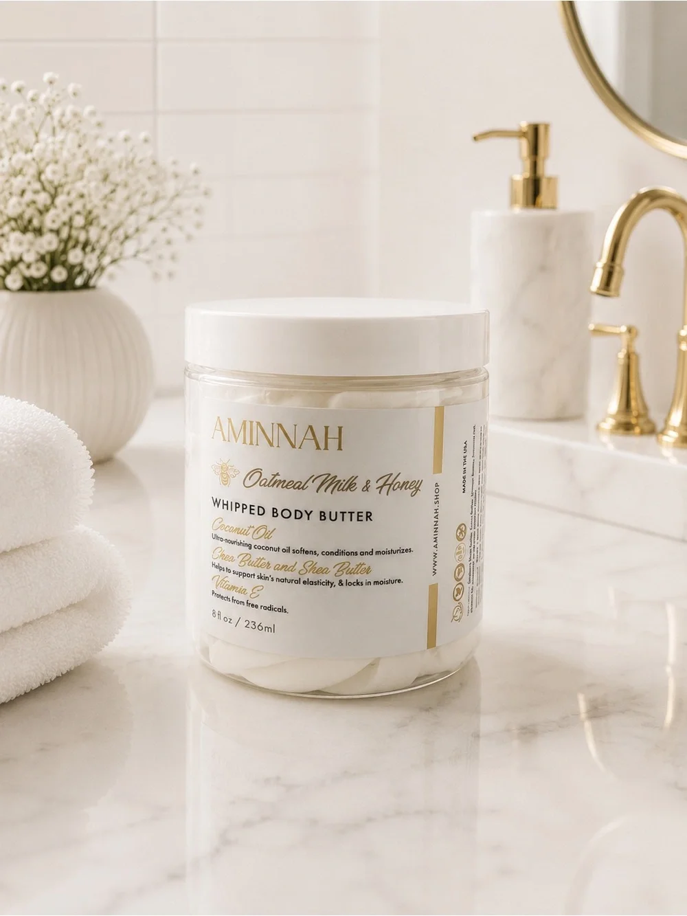 Aminnah Oatmeal Milk & Honey Whipped Body Butter
